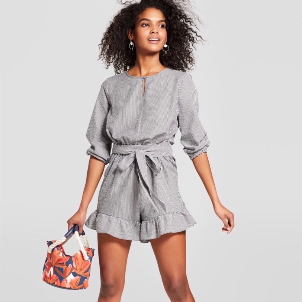 5 for $25 Who What Wear Striped Ruffle Romper